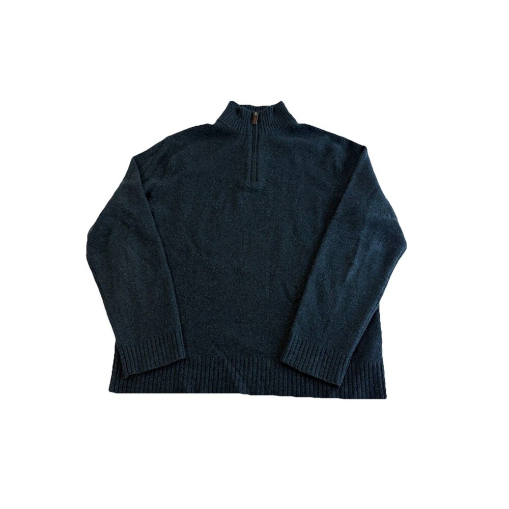J Crew Men’s Quarter Zip Premium Lamb’s Wool Pullover Sweater Size Large L Blue